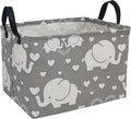 Rectangle Gift Storage Basket Home Shelf Storage Basket Organizer Box Clothes Laundry Hamper Nursery Basket Laundry Basket with Handles (love elephant)