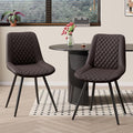Modern Dining Chairs Set of 2, Top PU Leather Upholstered Dining Room Chairs with Metal Legs, Ergonomic Kitchen Chairs for Kitchen Dinning Room, Dark Brown