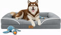 Homemate Dog Bed Extra Large Size Dog: 48"x35" Orthopedic Pet Bed with Toy | Large Dogs Bed with Non-Slip Botton & Removable Washable Cover Cat Bed Sofa XXL Outdoor Crate Pad Couch Light Grey