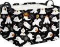 HIYAGON Rectangular Halloween Basket for Boys and Girls Kids Trick or Treat Pumpkin Basket for Halloween Parties Cute Storage Bin Organizer Box Room Decor(Black ghost)