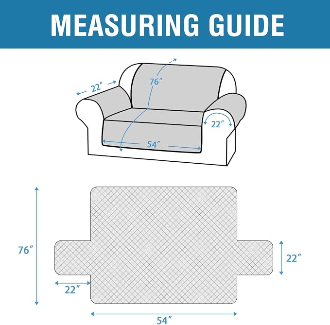 H.VERSAILTEX Couch Slip Cover, Loveseat Covers for 2 Cushion Couch, Dog Sofa Protector, Furniture Covers for Pets, 100% Waterproof Cover with Non-Skid Backing & Elastic Straps(Loveseat, Coconut Milk)