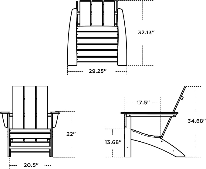 POLYWOOD AD420PB Modern Adirondack Chair, Pacific Blue, Durable High Density Polyethylene Construction, Easy Assembly, Waterproof, Comfortable Contoured Seat