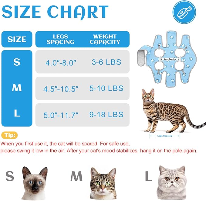 Supet Cat Grooming Hammock, Self-Adherent Cat Wrap for Cutting Nails, Anti-Escape Calming Wrap for Medicine, Nail Clipping, Teeth Brushing, Ear Cleaning