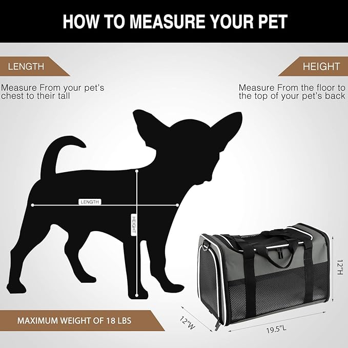 Cat Carrier - Portable Foldable Dog Pet Carrier, Soft-Sided Pet Bag up to 28 Lbs, Airline Approved Travel Puppy Carrier