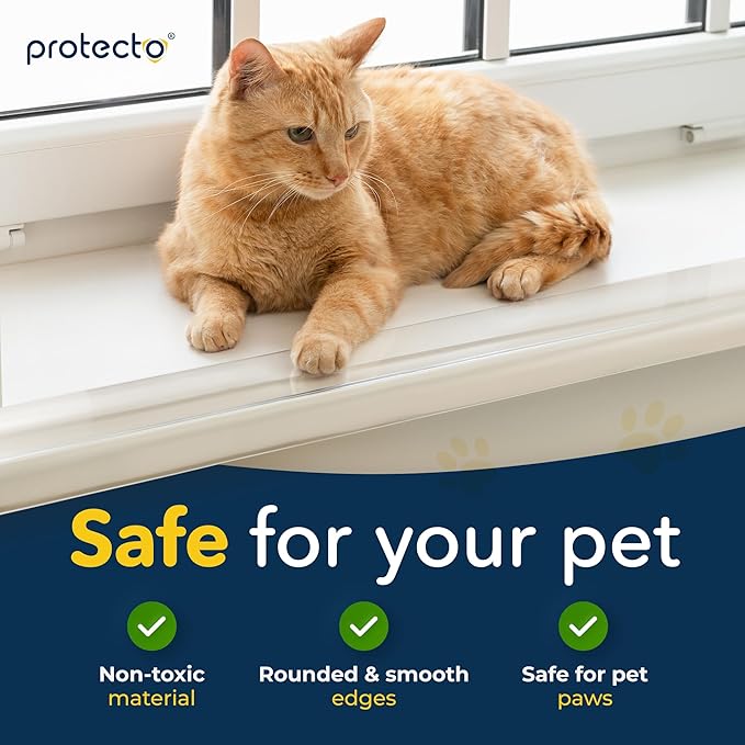 PROTECTO Window Sill Protector from Dogs & Cats, 29.5 x 3.25 Clear Window Guards from Cats Scratching Chewing & Clawing | Keep Your Sills Smooth & Paws Safe | Ultra Strong Window Sill Cover Protection