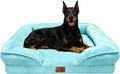 Spotted Play Orthopedic Dog Bed with Sides - Sofa Beds for Extra Large Dogs, Supportive Foam Pet Couch Bed with Washable Removable Cover, Waterproof Lining and Non-Slip Bottom, Ice Blue - XL-Plus