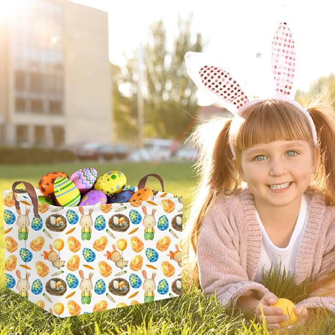 Rectangular Easter basket,Easter basket empty,Kids Storage Baskets for kids Bedroom,Gift bin,Kids Storage Bin,Easters gift baskets,Kids home Decor(Rabbit Easter egg)