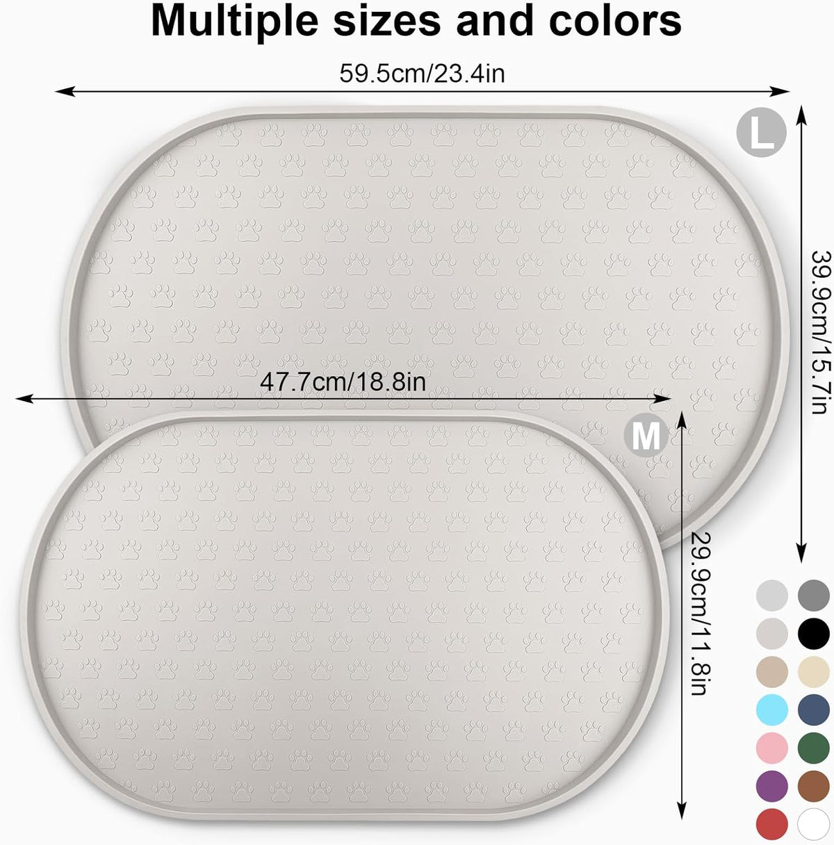 KPWACD Dog Food Mat Anti-Slip Bowl Mats for Food and Water, High-Lips Waterproof Pet Placemat Prevent Messy Spills to Floor, Silicone Puppy Feeding Trays for Large Medium Small Dogs Cats