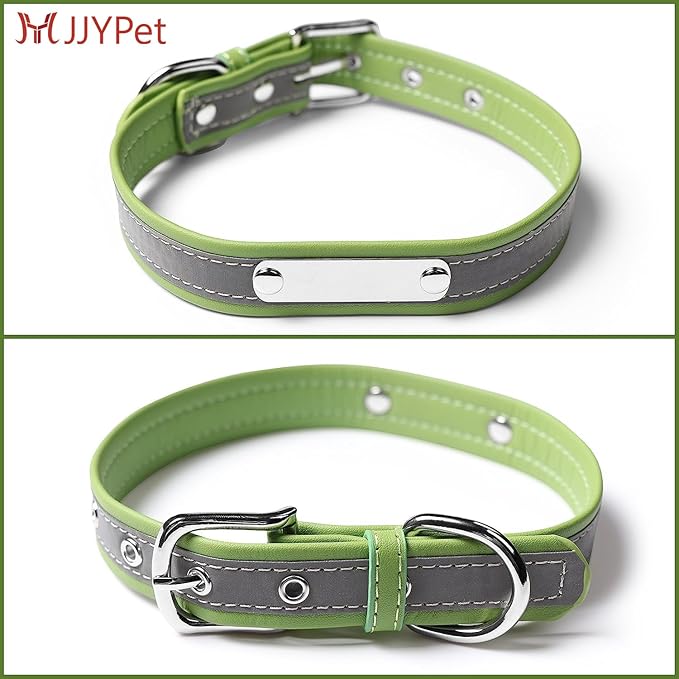 Personalized Reflective Cat Collars with Name Tag and Plated,Engraved Custom Cat Collar with Name and Phone,Kitten Collar with Safety Buckle Adjustable for Cats and Kitten(Green)