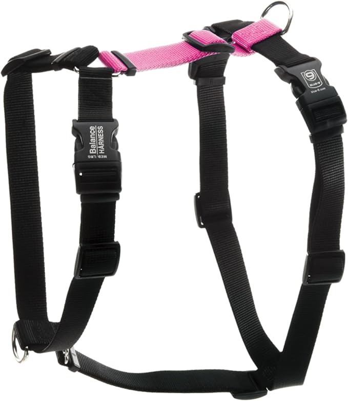 Blue-9 Buckle-Neck Balance Harness, Fully Customizable Fit No-Pull Harness, Ideal for Dog Training and Obedience, Made in The USA, Hot Pink, Medium