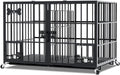 aboxoo 42/48 inch Heavy Duty Metal Dog Crate for 2 Dogs/Large Dog,All Metal Open Top Stackable,Dog Kennel Indoor with Wheels,Floor Grid, Tray, Divider and Feeding Bowl