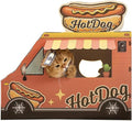 Cat Beds for Indoor Cats, Cardboard Cat House with Scratchers, Hot Dog Truck, Large Sturdy Cat Furniture Condo Cave Tent, Easy to Assemble Pet Toys Accessories Stuffs, Bunny Small Animals