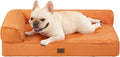 EHEYCIGA Orthopedic Dog Bed Medium Size, Memory Foam Dog Bed, Pumpkin | Small Dog Sofa with Washable Removable Cover, Waterproof Pet Couch for Crate with Nonskid Bottom, 30x20x6