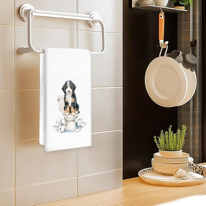 Funny Bernedoodle Dog Hand Towels Set of 2, Gifts for Bernedoodle Dog Owners Lovers, Cute Puppy Pet Decor for Bathroom, Funny Pet Lovers Gifts Toilet Hand Towels for Bathroom Washroom,16x24In