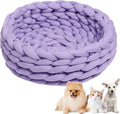 Woven Dog Bed Basket, Knitted Cotton Cat Bed Round Washable Woven Cat Pet Bed Chunky Dog Basket, Orthopedic, Chunky Knit Dog Nest,Dog Bed,Dog Cave,Dog Bedding(Purple,21")