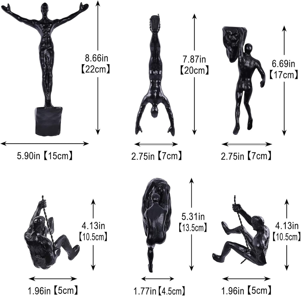 Set of 6 Climbing Men Wall Art Decor Sculpture,Nordic Modern Simplicity Decorative Wall Art, Climbing Man Sculptures,Home & Office Climber Gifts