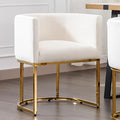 Velvet Dining Chair Modern Barrel Arm Chairs with Golden Frame, Upholstered Kitchen Chairs 18.5" Wide Accent Chair for Living Room Dining Room Restaurant, Beige