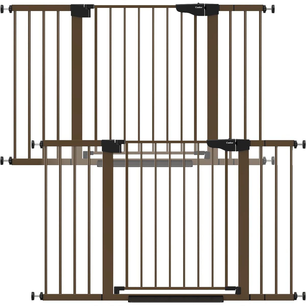 Cumbor 2 Pack 29.7"-51.5" Extra Wide Baby Gate for Stairs, Mom's Choice Awards Winner-Dog Gates for Doorways, Pressure Mounted Walk Through Pet Gate Indoor, Safety Auto-Close Child Gate for Kid,Brown