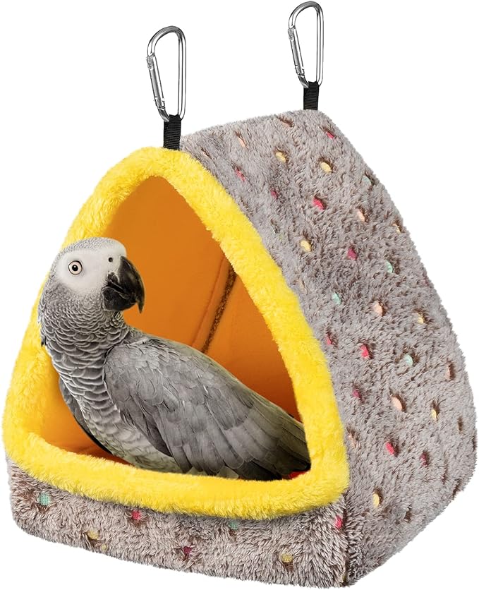 Large Winter Warm Bird Nest House, Comfortable Bird Bed for Cage with Mat, Hanging Hammock Shed Hideaway Hut Gift for Macaws African Grey Amazon Parrots