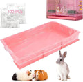 Disposable Cage Liner Bags (50-Pack) – 26'' X 18'' Clear Plastic Rabbit Cage Liners, Leak-Proof Toilet Film for Bunny, Guinea Pig, Hamster, Hedgehog & Small Animals – Universal Crate Tray Covers for