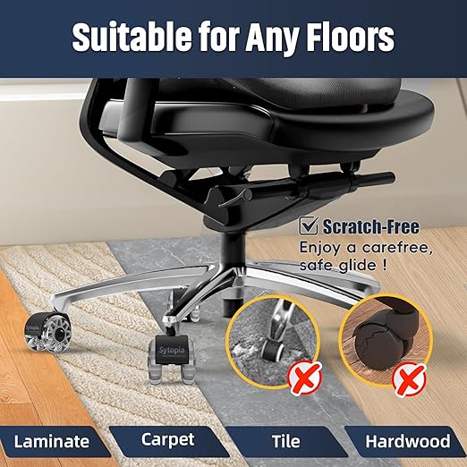 Sytopia Office Chair Wheels Replacement, 2.5 Inch Heavy Duty Casters, Set of 5, for Carpet and Hardwood Floors, Universal Size 11x22mm, Fits 99%, Grey