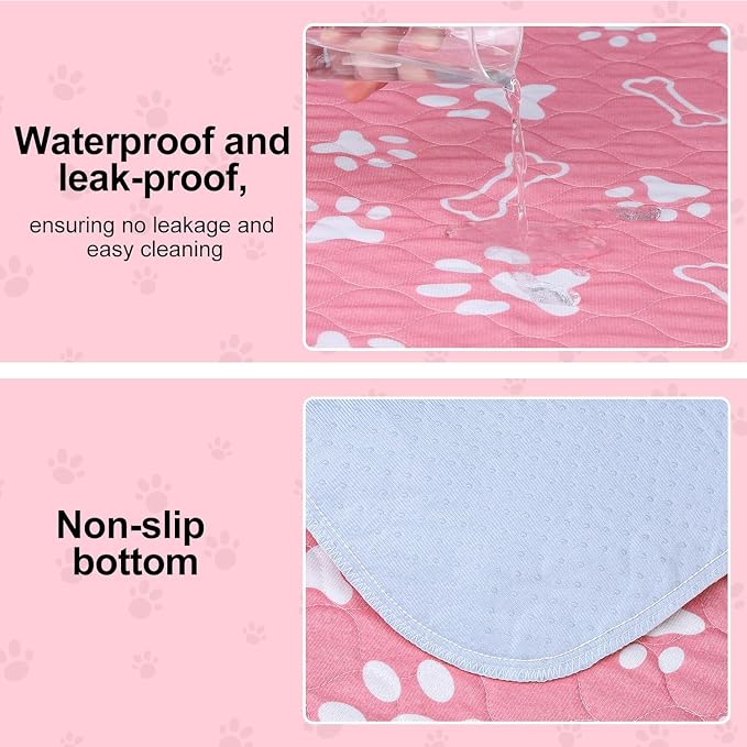 BEAUTYZOO 4 Pack Washable Pee Pads for Dogs,Reusable Puppy Pads 24x36 Pink | Waterproof Super Absorbent,Non Slip and Leak-Proof Against Urine,Whelping Pads Mats for Puppy Potty Training,Playpen,Crate