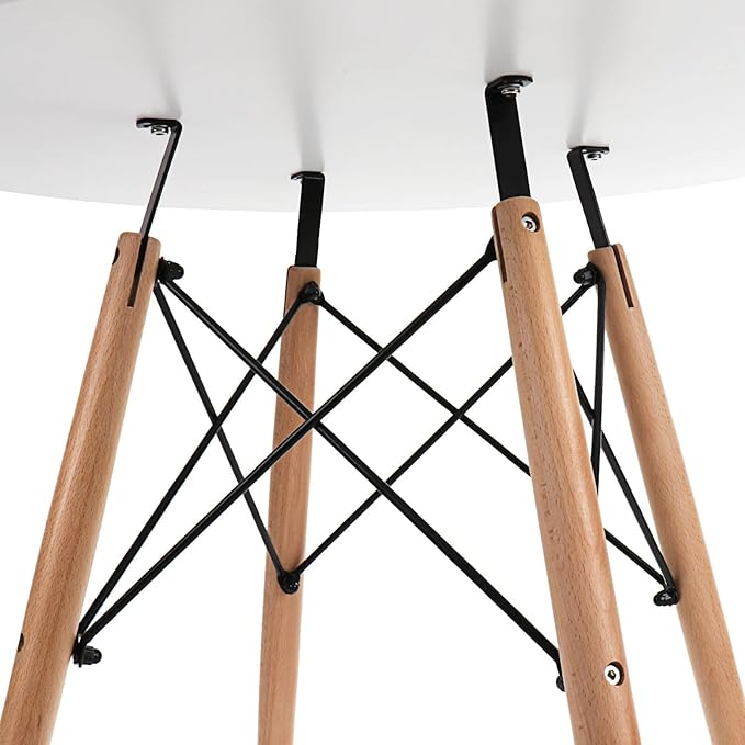 31.5 Inch Small Round Dining Table for 4 People Kitchen Home Modern Leisure Wood Legs Table White