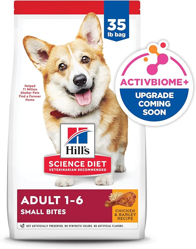Hill's Science Diet Adult 1-6, Adult 1-6 Premium Nutrition, Small Kibble, Dry Dog Food, Chicken & Barley, 35 lb Bag