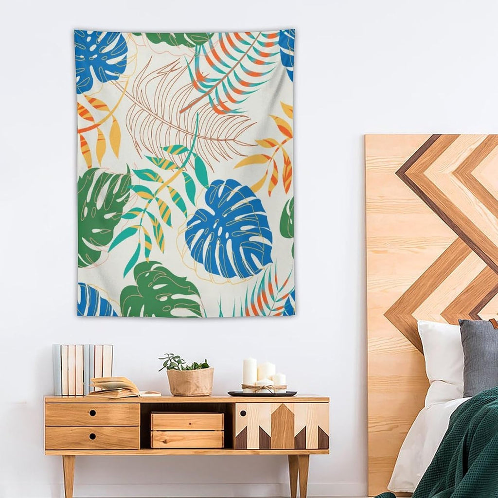 ICMOLYYENLO Tropical Green Plant Tapestry, Green Palm Leaves Natural Landscape Print Wall Tapestry for Bedroom Living Room Dormitory 40x60 Inch