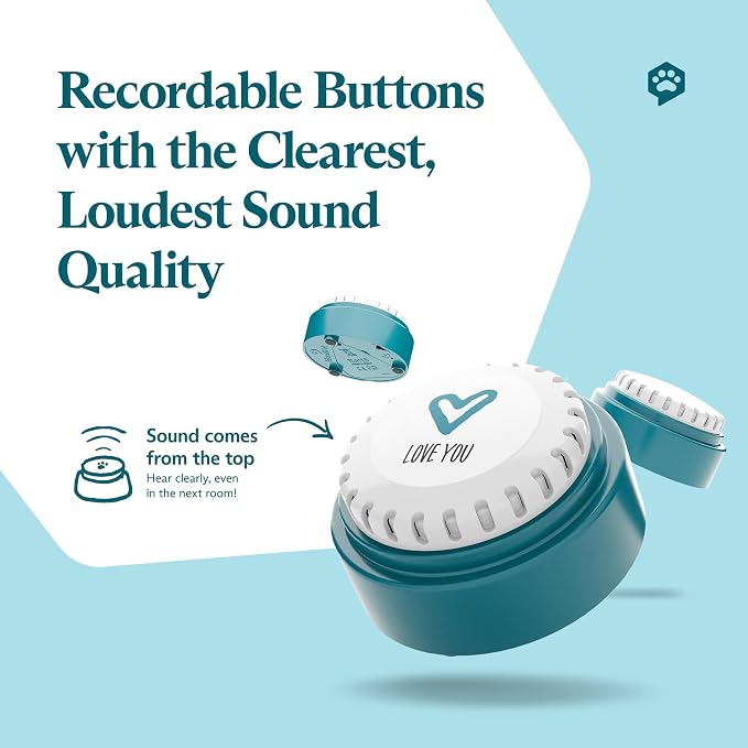 Speak Up Dog Buttons for Communication, (12 Recordable Buttons) with Pre-Installed Batteries, Clearer Upward-Facing Sound, Training Buzzer for Dogs & Cats, Talking Pet Buttons for Training