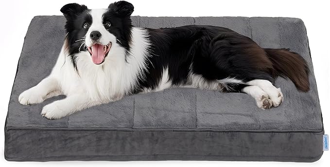 Dog Bed for Large Dog - Orthopedic Pet Beds with Memory Foam, Waterproof Removable Washable Cover with Non-Slip Bottom, Grey, 35" L x 23" W x 3" H