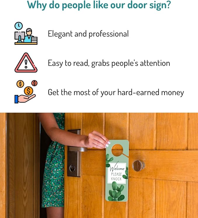 Do Not Disturb Door Hanger Sign, 2 Pack (Printed on Both Sides), 9.3″x3.5″ PVC Plastic, Please Do Not Disturb Sign for Home, Office, Hotel, Bathroom, Bedroom, Counseling, Therapists, Clinic, Cactus