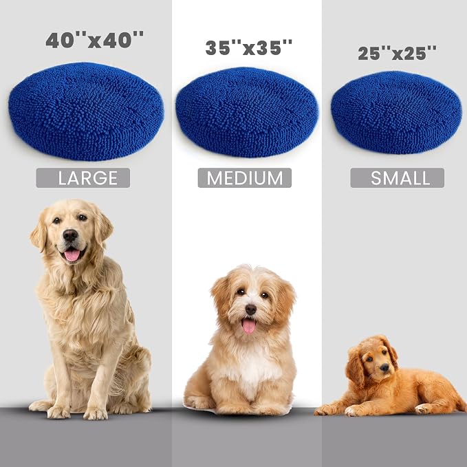 Muddy Mat®Cloud K-9 Bed for Dogs & Cats, Soft & Relaxing Donut Dog Bed, Chenille Material, Removable Cover, Washable & Dryer Safe–Navy Blue Medium(35'x35')