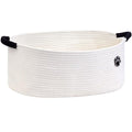 Dog Toy Basket, Toy Box and Bin for Dog Cat Storage, 19.7" X 11" X 7.9" (30L) Large Woven Basket for Blanket Storage, Rope Baskets for Living Room, Bedroom, White