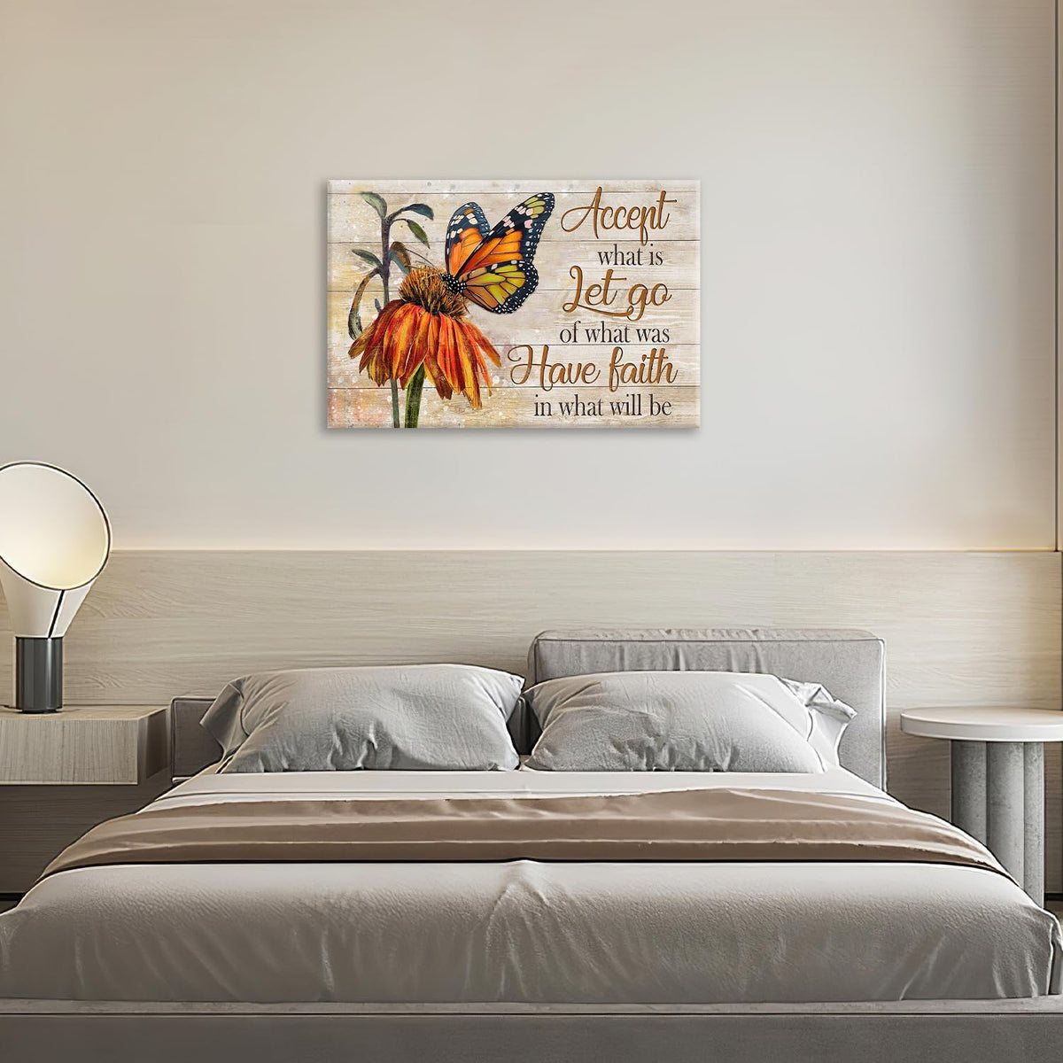 Farmhouse Butterfly Bathroom Pictures Wall Art, Rustic Floral Country Bathroom Wall Decor, Daisy Inspirational Framed Painting Canvas Artwork for Bedroom Living Room Decorations 24"L x 16"W