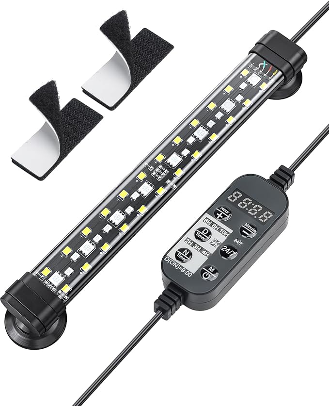 Pawfly 5 W Aquarium LED Light 8 Inch 24/7 Fish Tank Light with Full Spectrum Brilliant White Blue Red Green Lights Multi-Colored LEDs with D/N Mode Single Color Effects Timer and Adjustable Brightness
