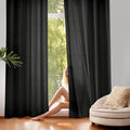 NICETOWN Black Sheer Curtains 84 inches Long 2 Panels for Living Room, 52" Wide Grommet Window Drapes for Nursery- Home Decoration Light Filtering Elegant Window Treatment