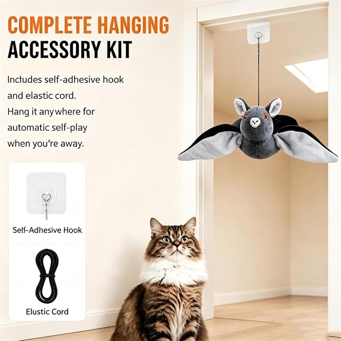 Flying Bat Dog Toy, 2026 New Flying Bat Toy for Dogs, Flapping Wings Interactive Pet Toy with Chirping Engages Cats and Dogs, Detachable USB Rechargeable, Hanging and Ground Play ，Chick：1PCS