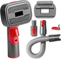 2-in-1 Pet Grooming Kit Compatible with Dyson V7 V8 V10 V11 V15 Cleaner | Dog Hair Vacuum Attachment Removes Loose Hair Dander Undercoat Tangles Self-Cleaning with Extended Vacuum Hose Trigger Lock