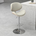 civama Bar Stools 1 PC for Kitchen Counter, Adjustable Bar Height Chairs, Modern Swivel Barstools with Bentwood Seat and Back with Footrest for Kitchen Island, Dining Room, Grey PU Leather