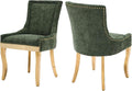 Luxury Fabirc Upholstered Dining Chairs Set of 2,Neutral Chenille Kitchen Room Chair with Nailhead Trim,Modern Padded Side Chairs for Dining Room,Living Room (Olive Green-Gold, Set of 2)
