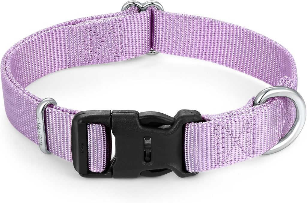 Mikivery Nylon Dog Collar with Quick Release Buckle Soft Adjustable Sturdy for Small Medium Large Dogs Violet,M
