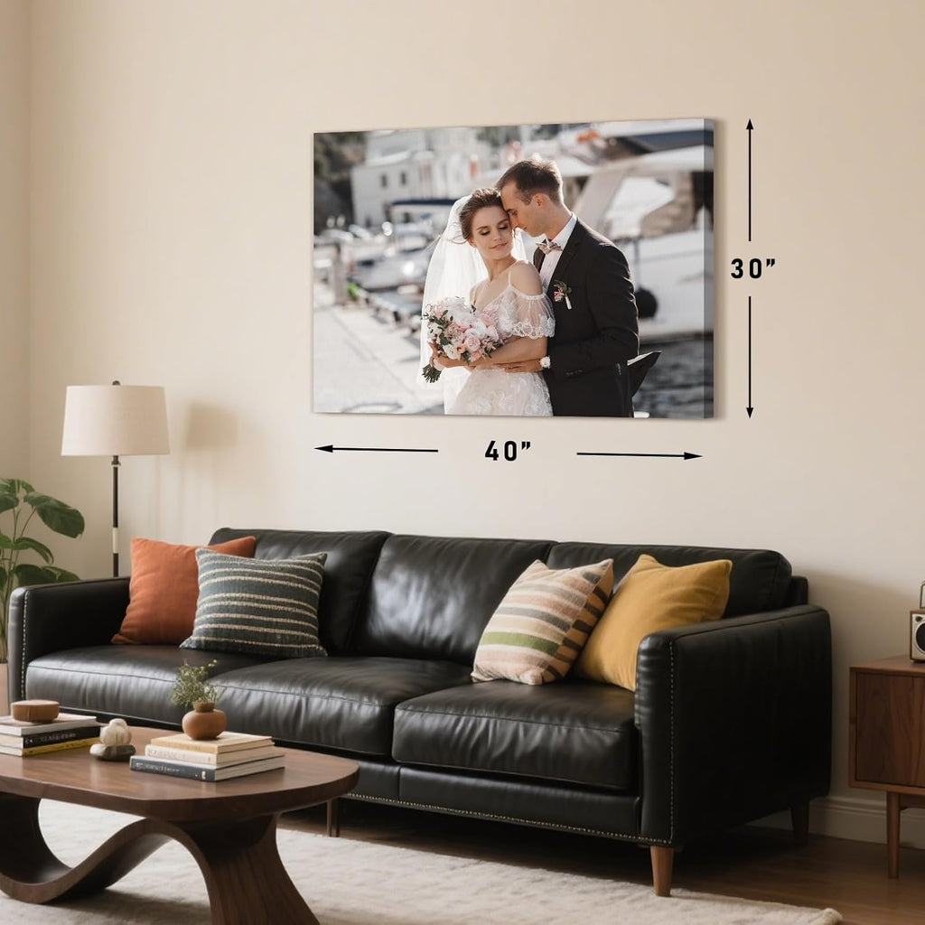 Personalized Custom Canvas Prints with Your Photos & Text, Customized Picture Print, Transform Own Images Into Framed Wall Art Digitally Printed Photo to Canvas, Keepsakes Gifts for Family 16x12’’