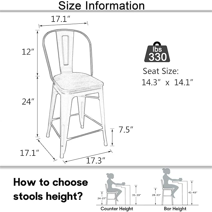 Aklaus Swivel Metal Bar Stools with Backs Counter Stools Set of 4 Counter Height Stools High Back Bar Chairs 24 Inch BarStools Farmhouse Rusty Barstools