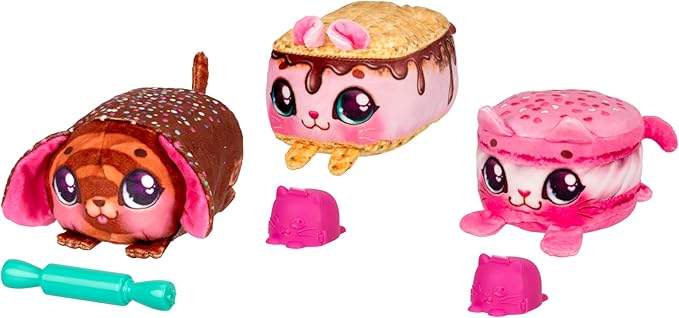 The Cookeez Makery Lil' Bakez Multi Pet Playset, Comes to Mix & Make 3 Bakes, Includes 3 Non-Electric Scented Plush Pets, Ingredients, Accessories, & Apron- Amazon Exclusive