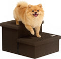 2-Step Wide Dog Stairs with Storage 11" H, Non-Slip Sturdy Pet Steps for Couch Chair, Dog Steps for Small/Medium Old Dogs, Cats, Rabbits Up to 150lbs, Foldable Cat Puppy Stairs for Car, Coffee