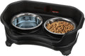Neater Feeder Express Mess Proof Cat Bowls Elevated, No Spill Feeding Station, Stainless Steel Dishes for Food and Water, Raised Bowls for Indoor Cats, No Fatigue Whisker Friendly Dish, Black