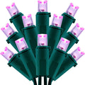 200 Count Pink Wide Angle LED Christmas Lights, 66 ft Green Wire UL Certified Commercial Grade 5mm Holiday String Light Set (Pink)
