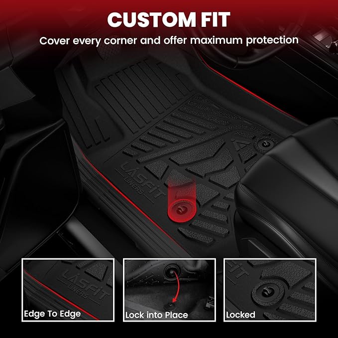 LASFIT Floor Mats for Jeep Wrangler Unlimited 4XE 2021-2025 4 Door Without Subwoofer, Plug-in Hybrid EV-Gas (PHEV), All Weather Car Mats Floor Liners Cargo Liner Seatback Cargo Mat Black