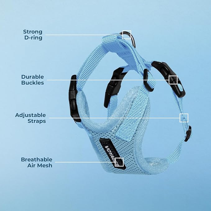Voyager Step-in Pet Harness - All Weather Mesh, Adjustable Step in Harness for Cats and Dogs by Best Pet Supplies - Baby Blue, S